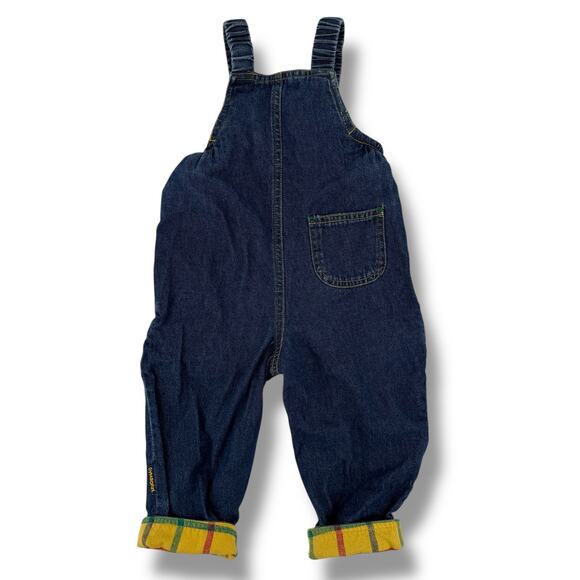 Vintage Gymboree Overalls Plaid Flannel Rainbow Tag Baby Boy Sz Infant 6-12 Mo - Picture 5 of 7